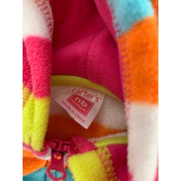 Carters Girls Infant Baby Size Newborn Fleece Full Zip Fleece Hoodie Jackt Coat - Picture 2 of 3